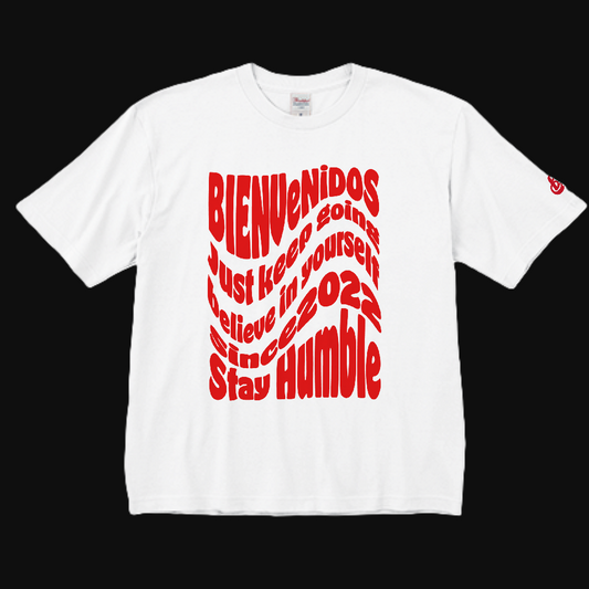 BVビックシルエット半袖Tシャツ ホワイト X レッド OLA