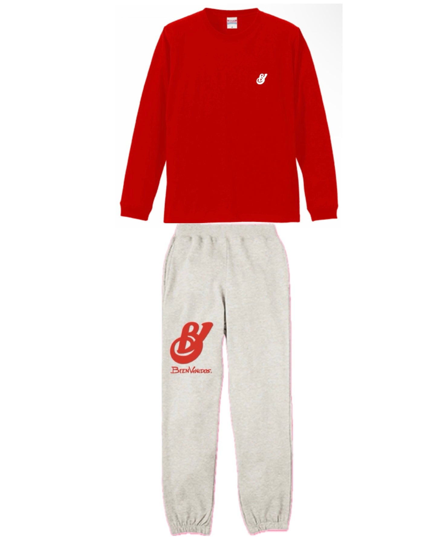 BVノーマルフィット 長袖Tシャツ レッド DETRAS