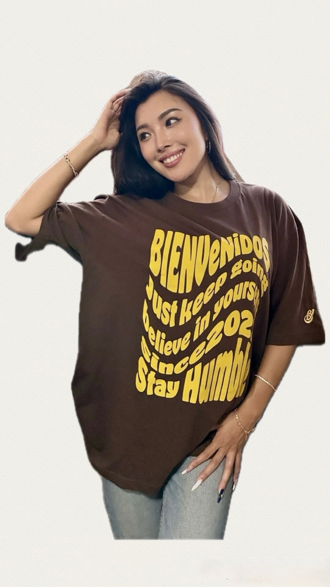 BVビックシルエット半袖Tシャツ ブラウン OLA