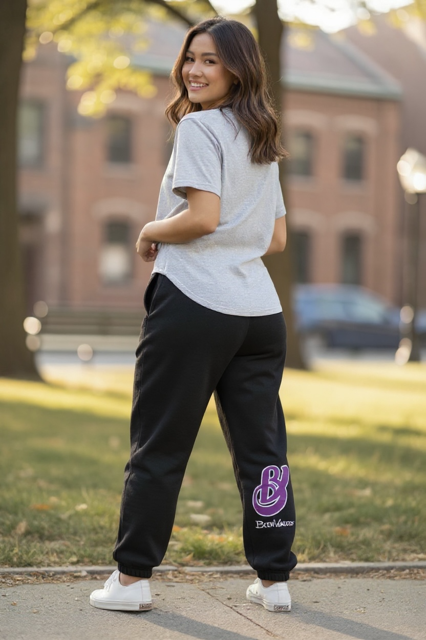 BVライトウェイト スウェットパンツ ブラック バックプリント DETRAS