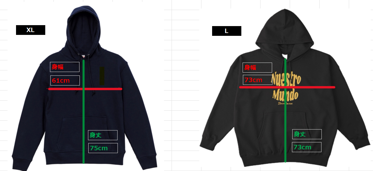 BVヘビーウェイトパーカー （ネイビー x スカイブルー） Abrigada