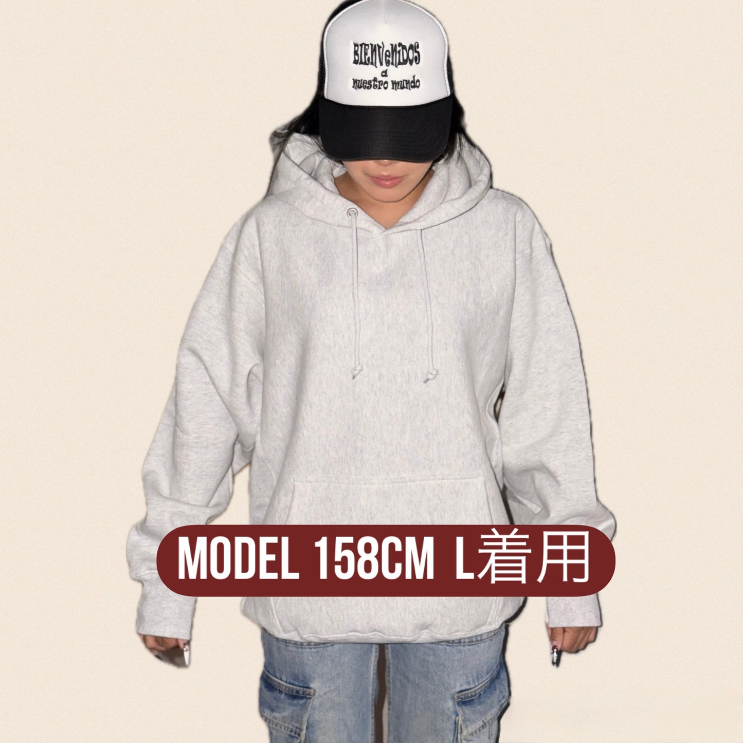 BVヘビーウェイトパーカー (アッシュカラー x レッド) Abrigada