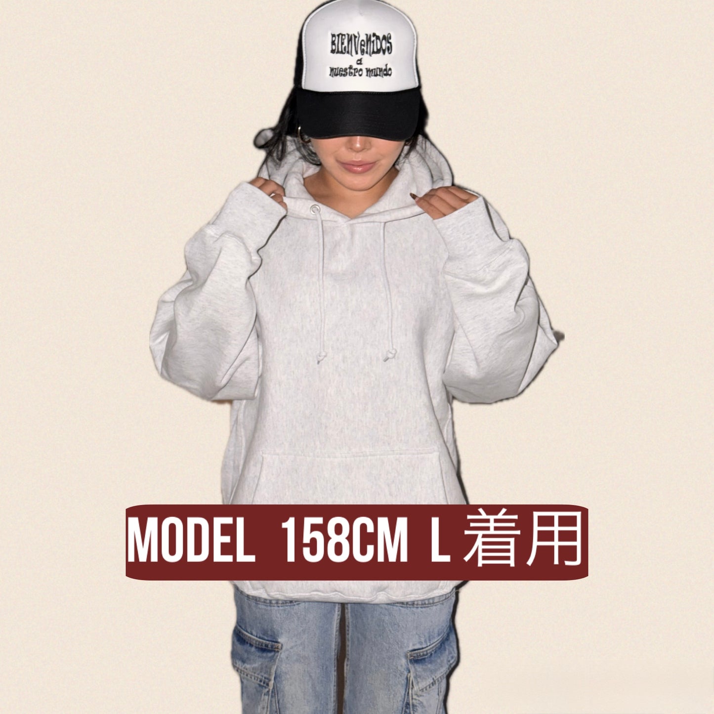 BVヘビーウェイトパーカー (アッシュカラー x レッド) Abrigada