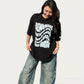 BVビックシルエット半袖Tシャツ ブラック X ホワイト OLA