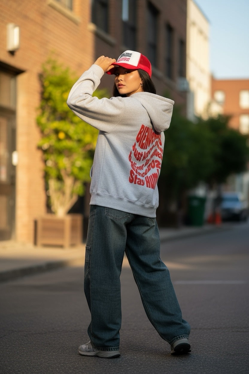 BVヘビーウェイトパーカー (アッシュカラー x レッド) Abrigada