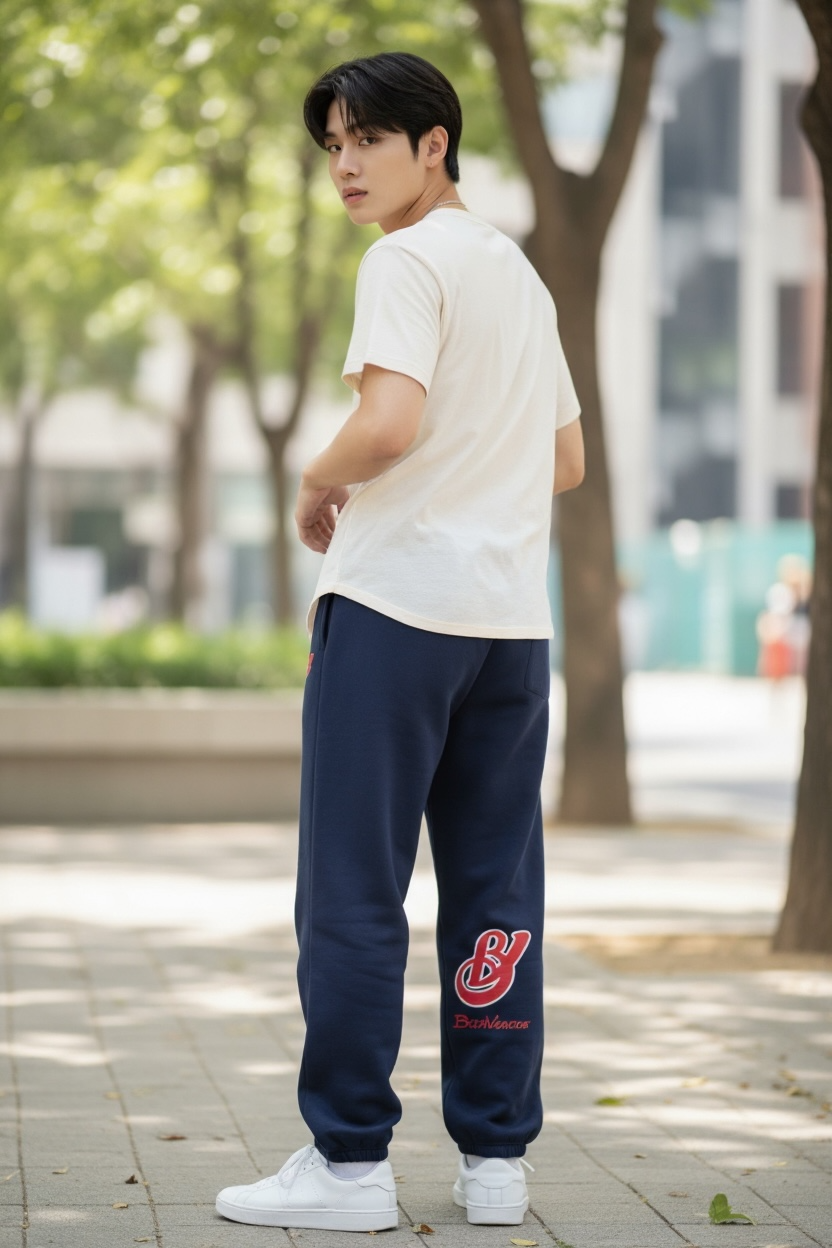 BVライトウェイト　スウェットパンツ　ディープネイビー バックプリント DETRAS