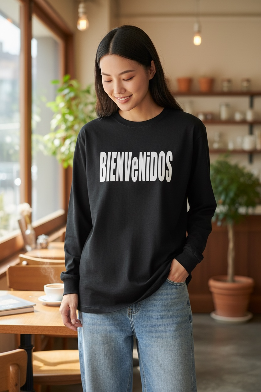BVノーマルフィット長袖Tシャツ　ブラック　ENORME