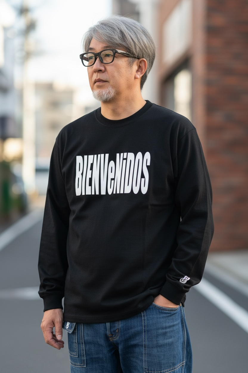 BVノーマルフィット長袖Tシャツ　ブラック　ENORME