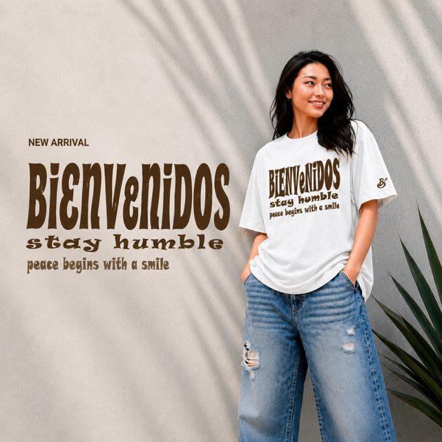 BVビックシルエットTシャツ　ブラウン