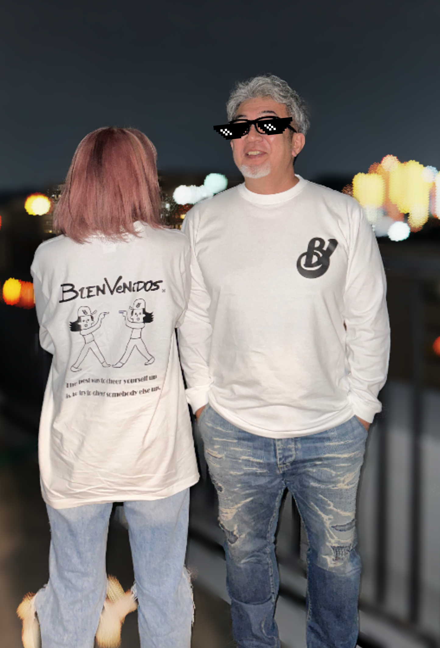 BVノーマルフィット長袖Tシャツ ホワイト　DEBUT